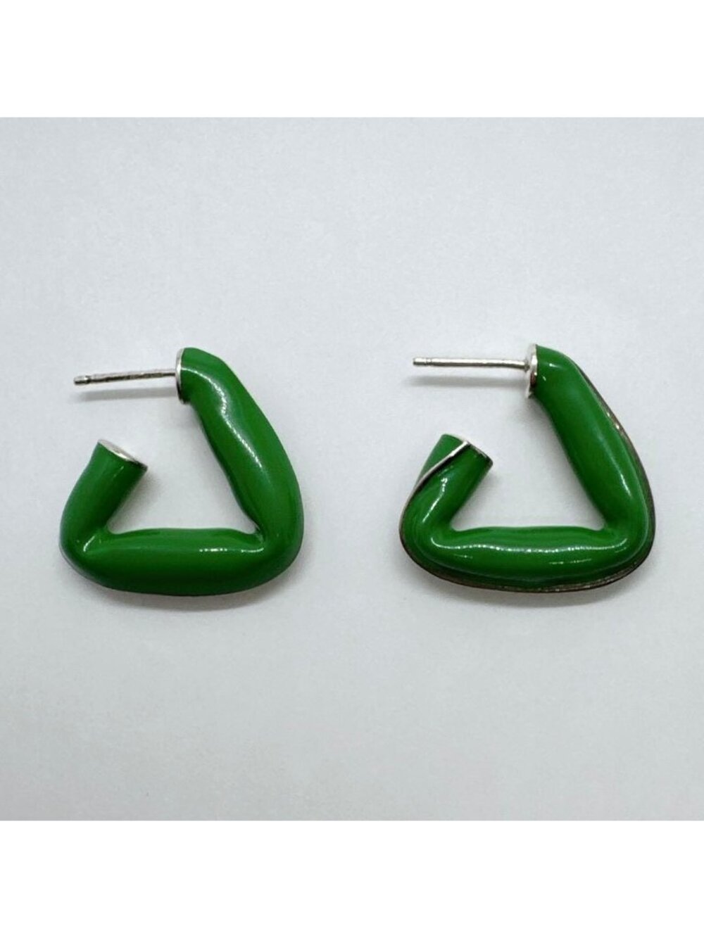 Bottega Veneta Triangle Hoop Earrings 925 Green View 6